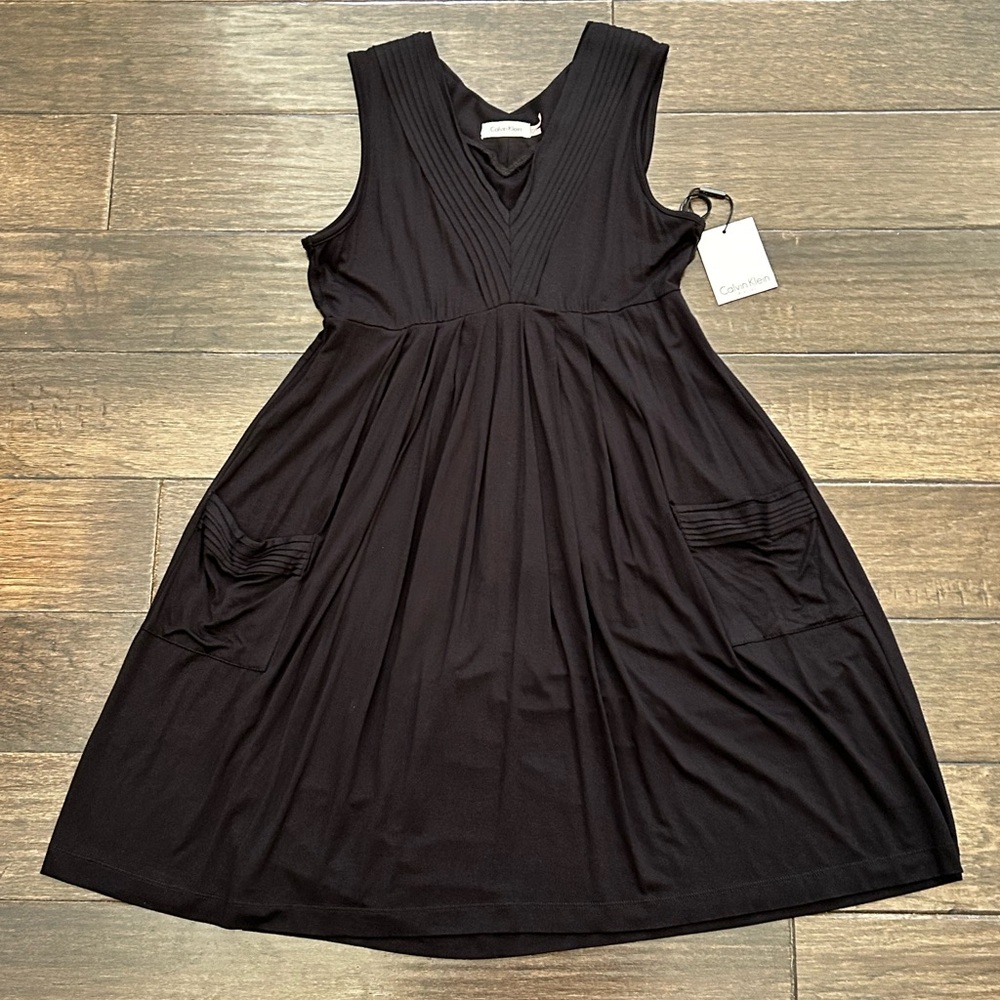 Calvin Klein Black Midi Dress with Pockets